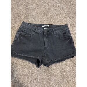 Refuge Denim Shorts Womens 6 Black Excellent Cutoff Distressed Raw Hem